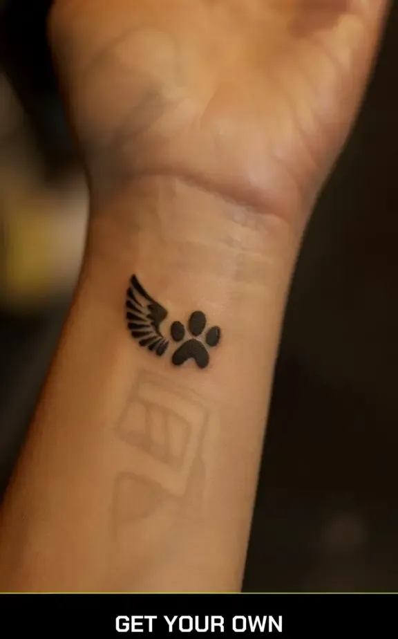 cat paw and wing tattoo