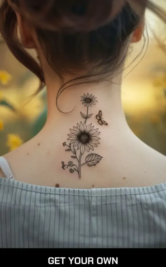 butterfly and sunflower tattoo idea