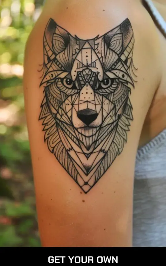 geometric  wolf tattoo designs