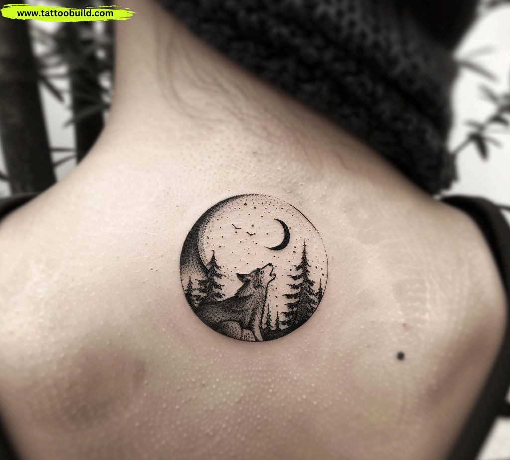 wolf tattoo design on the back