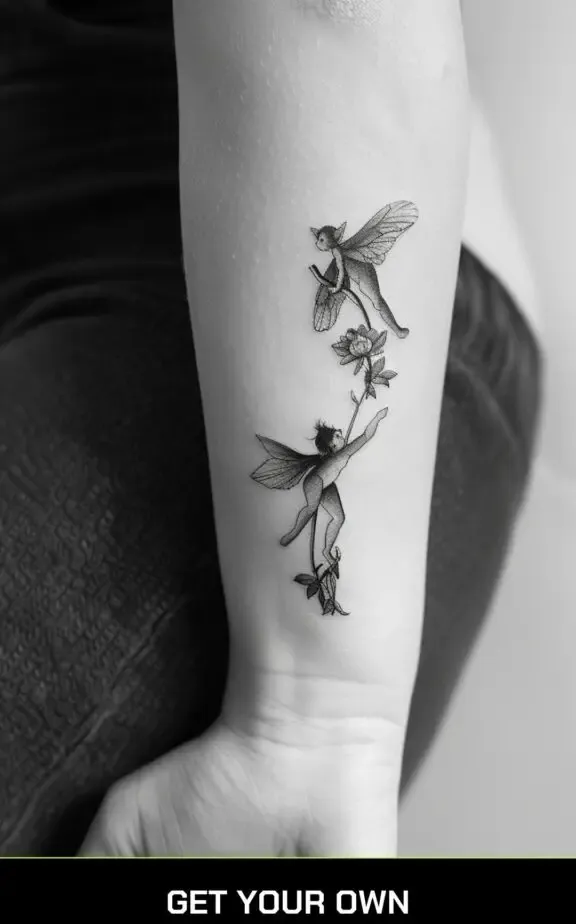 fairies blackwork tattoo idea