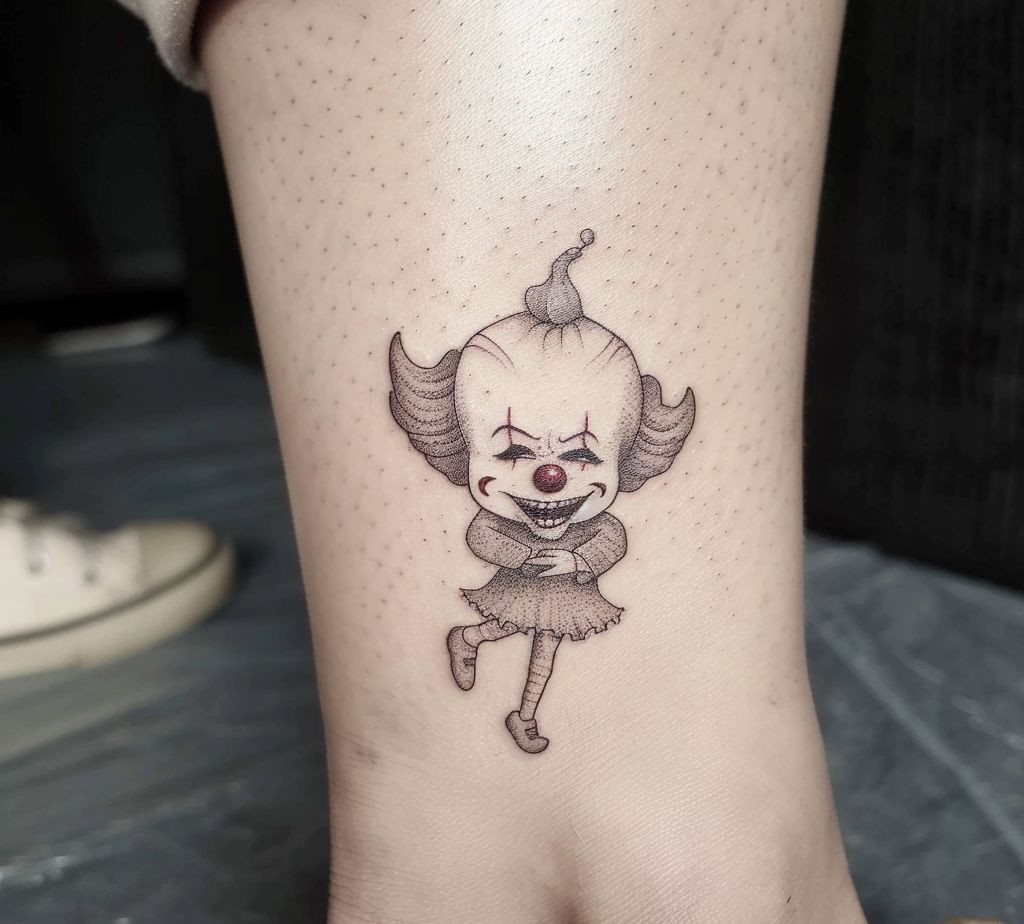 cute crying clown tattoo