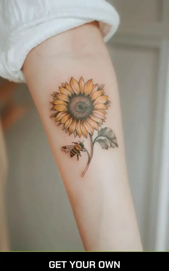 bee and sunflower tattoo design