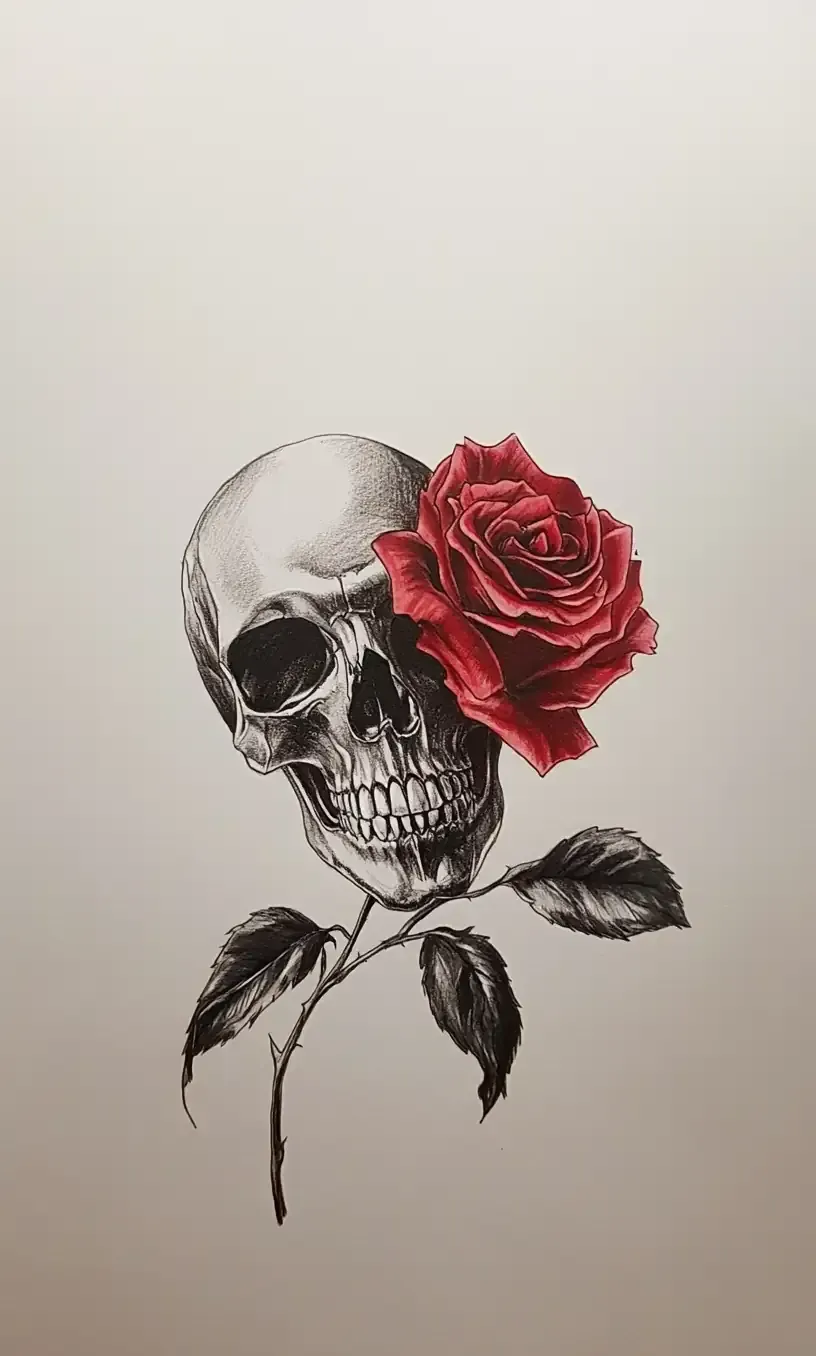 Skull Rose Tattoo Drawing-24