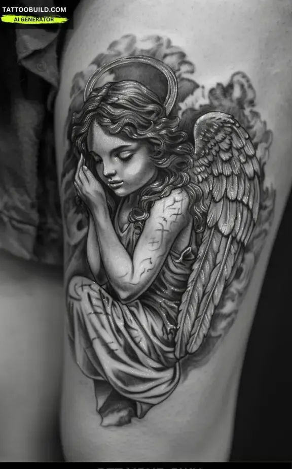 angel tattoo for women: praying angel