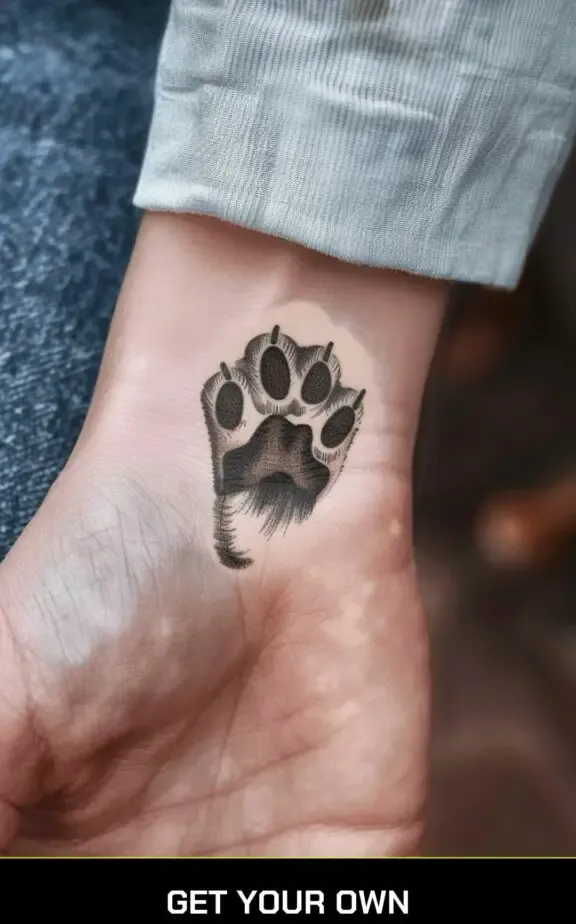 realistic cat paw tattoo