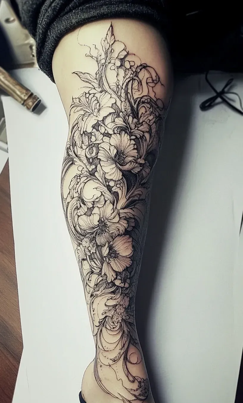 Leg Sleeve Tattoo Drawings-4