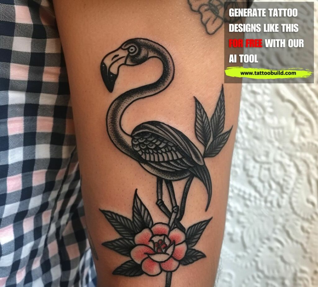 Traditional bird tattoo, black and gray