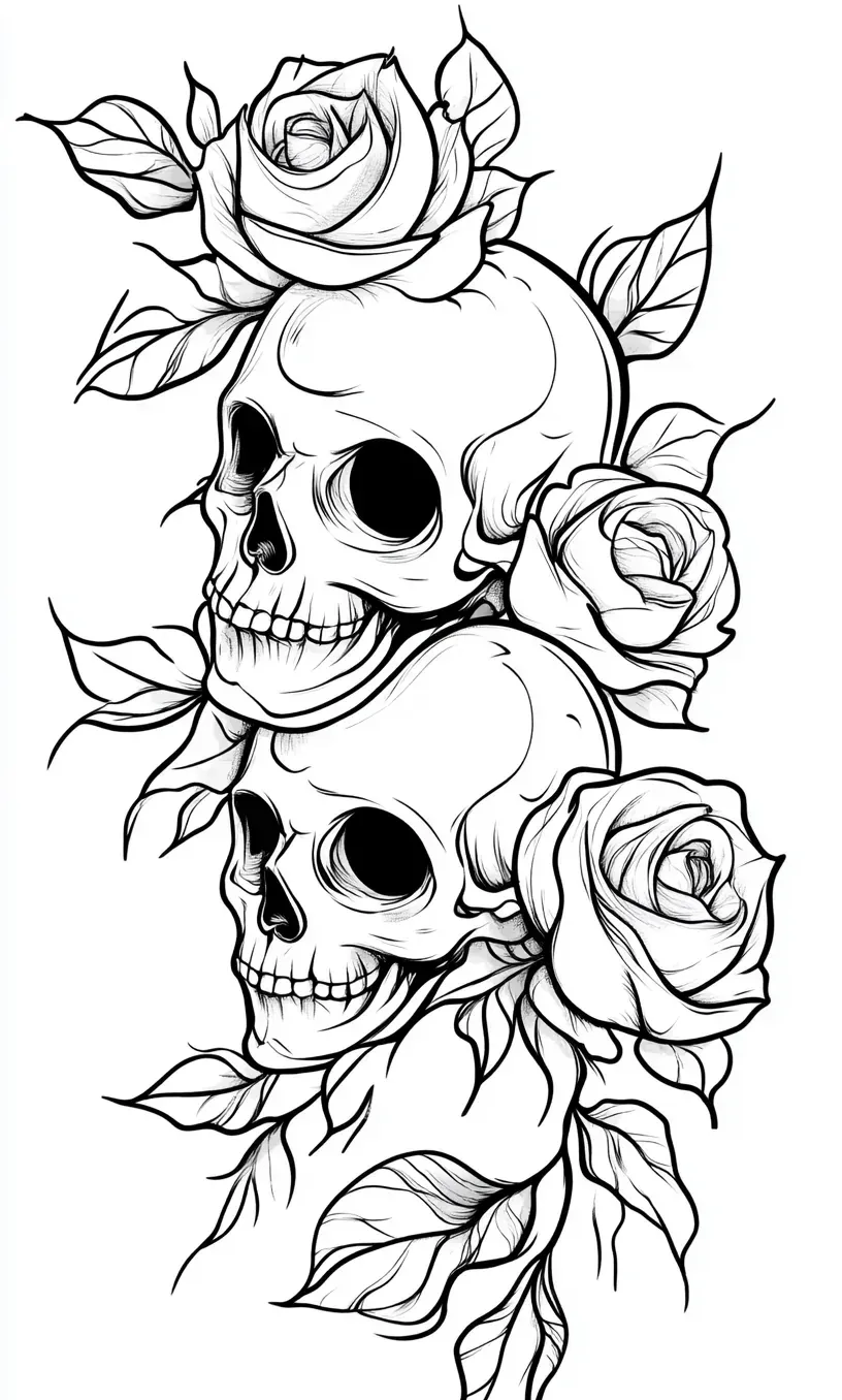 Skull Rose Tattoo Drawing-12