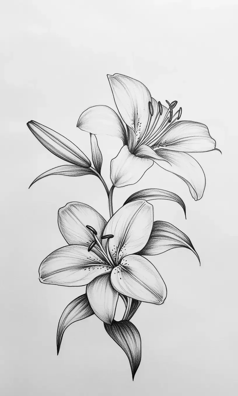 Lily Flower Tattoo Drawing-23