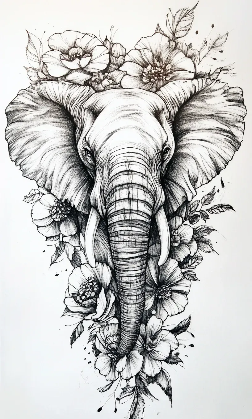 Elephant Tattoo Drawing-6