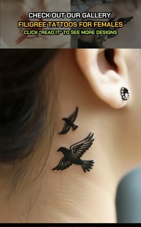 bird tattoo on neck female