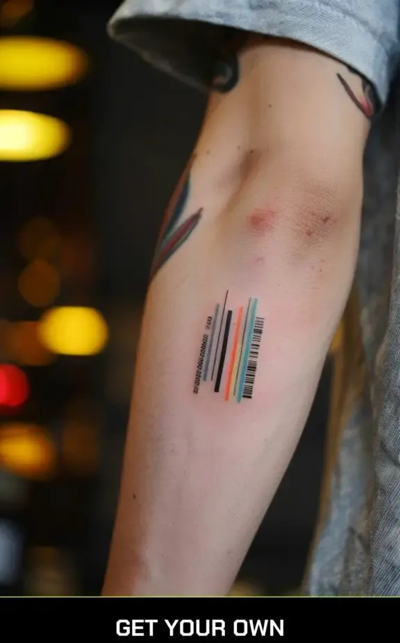 colorful barcode tattoo