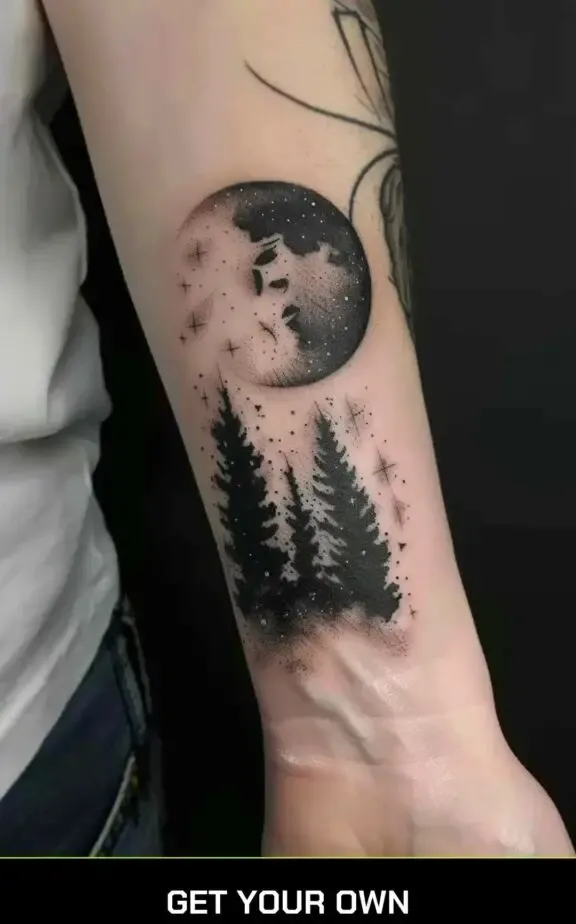 camping tattoo idea: night sky tattoo