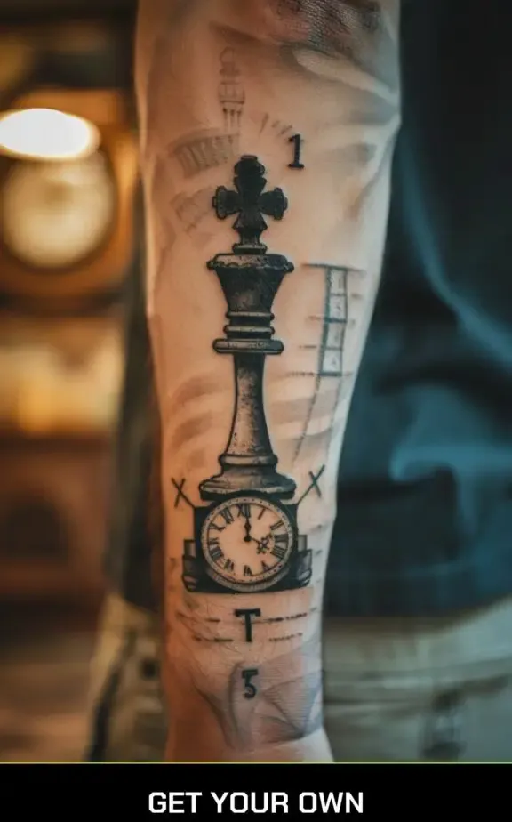 chess and clock tattoo