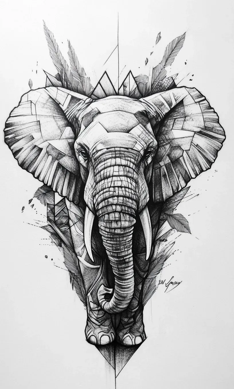 Elephant Tattoo Drawing-21