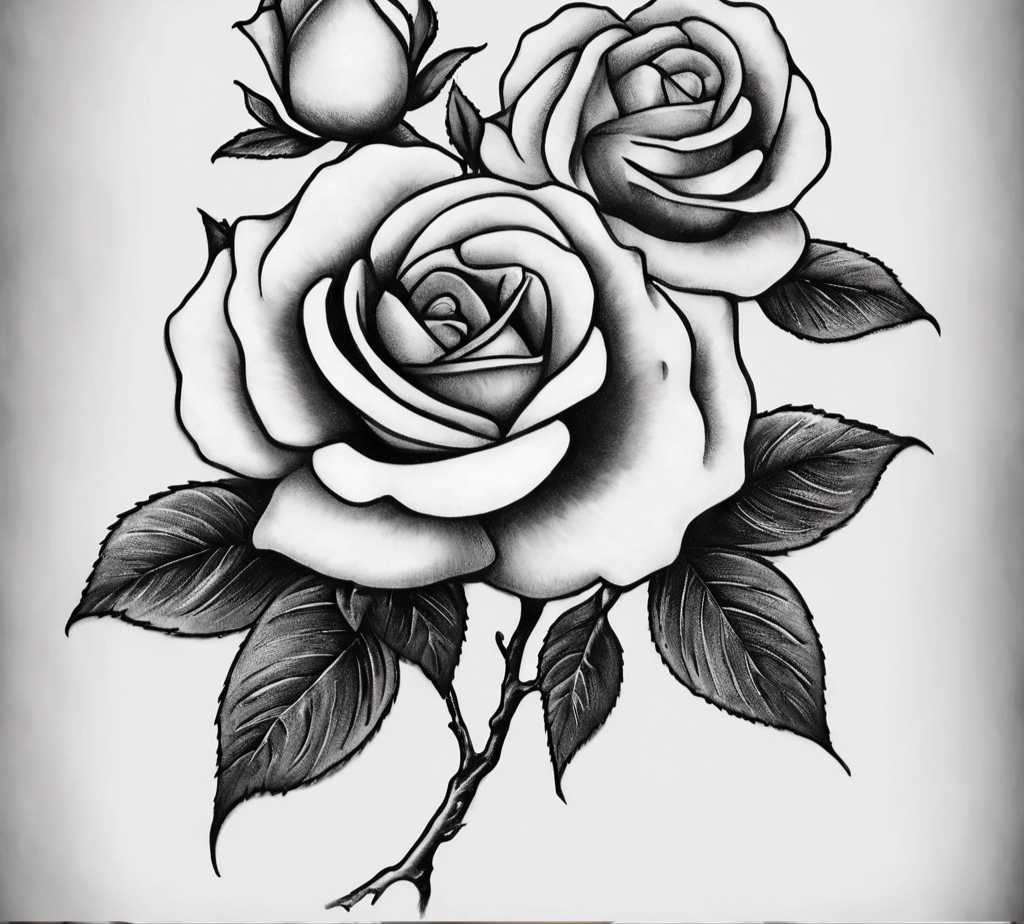 Budding rose tattoo drawing