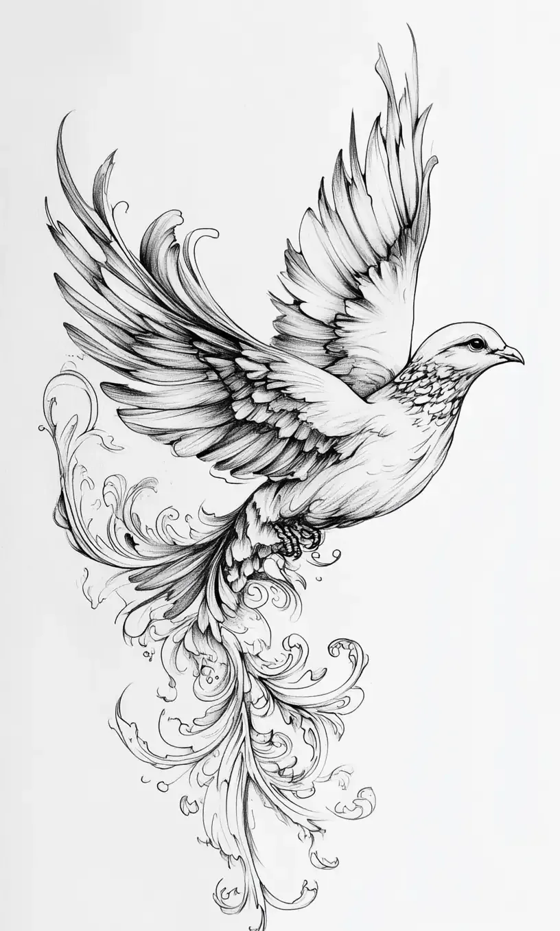 Dove Tattoo Drawing-23