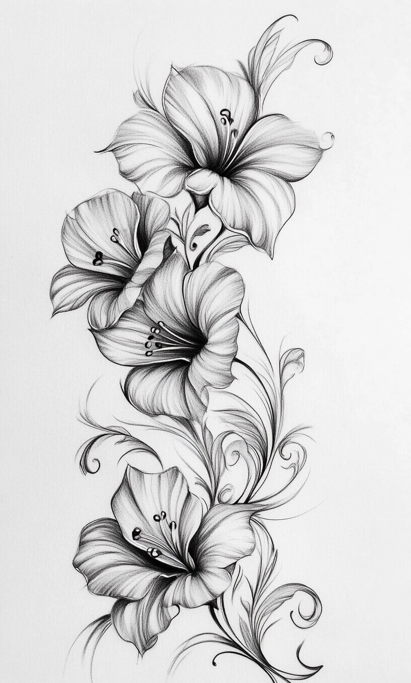 Flower Tattoo Drawings-32
