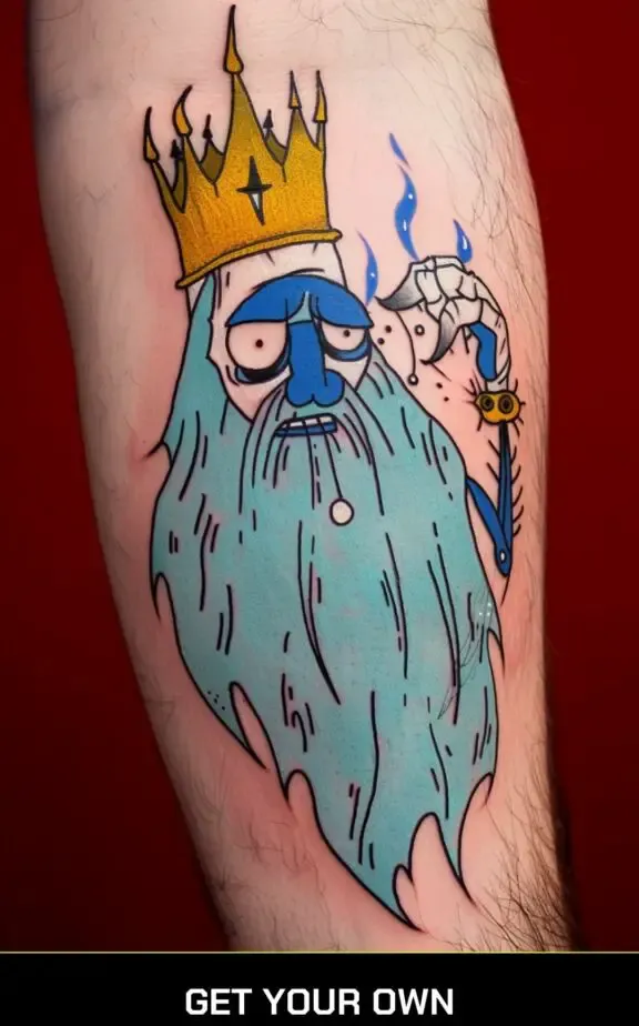 a tattoo of Ice king from adventure time