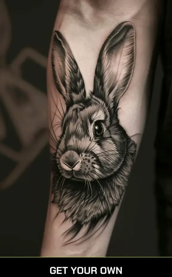 realistic rabbit tattoo