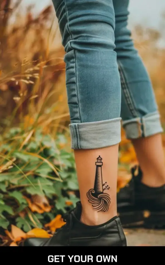 small beautiful tattoo idea for ladies: lighthouse tattoo