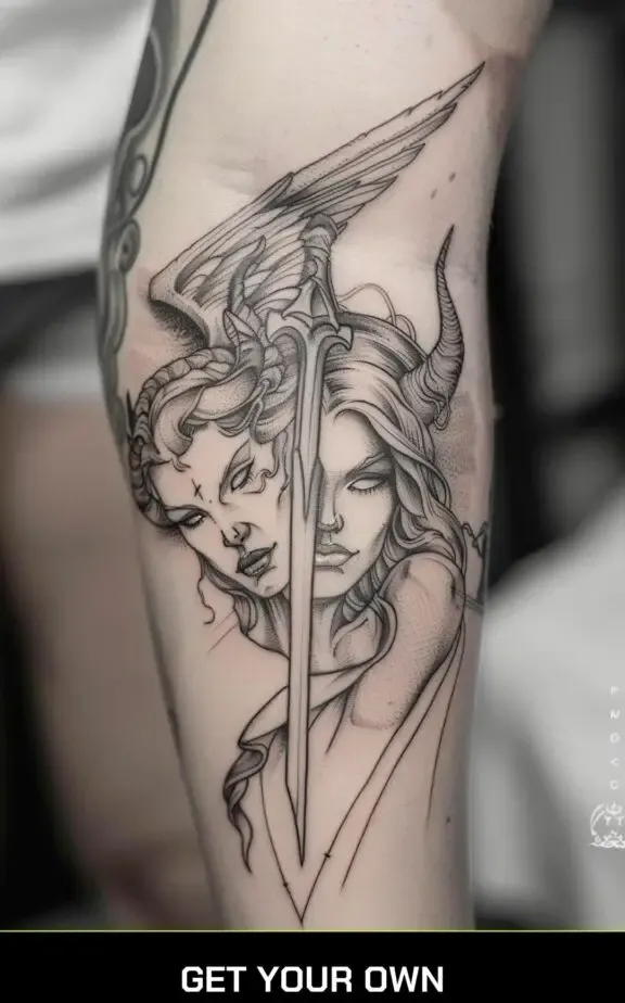 angel and fallen devil tattoo