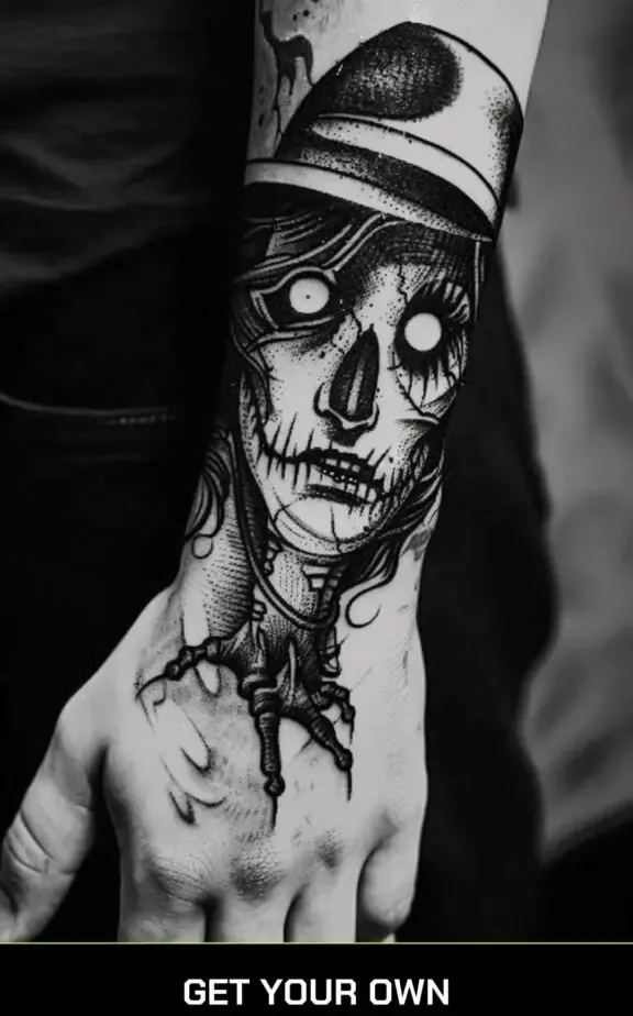 horror black work tattoo