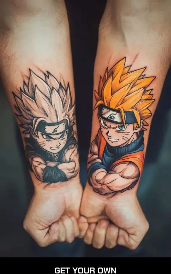 naruto vs goku amime tattoo