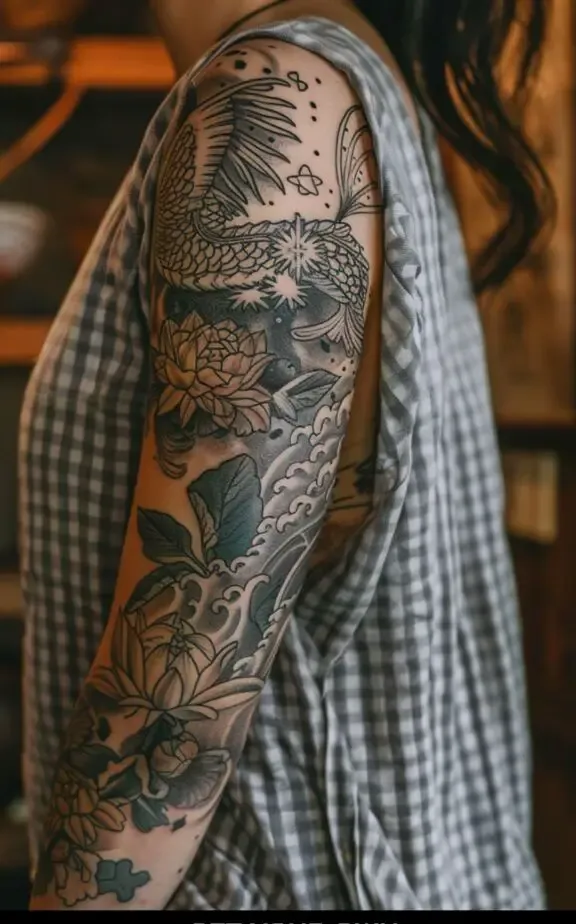 vintage sleeve tattoo for women