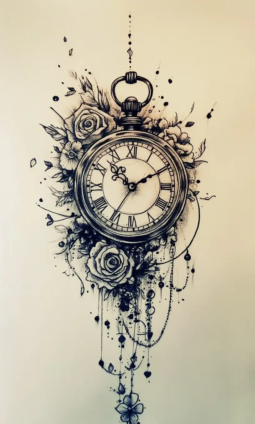 Clock Tattoo Drawings-20