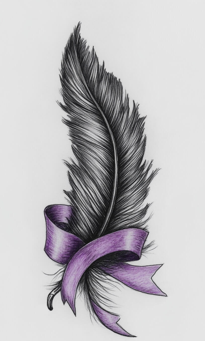 cancer ribbon feather tattoo drawing-29