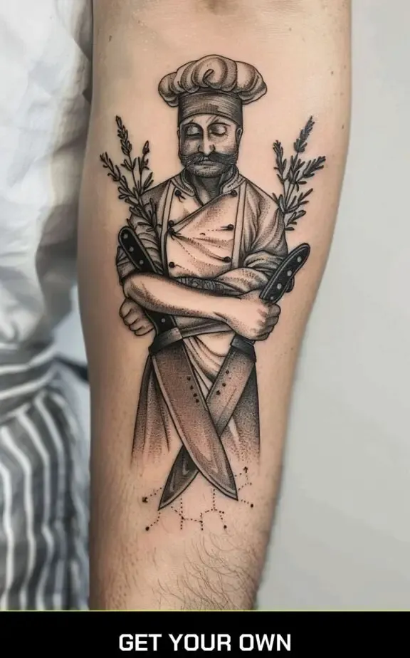 a chef with knife tattoo idea