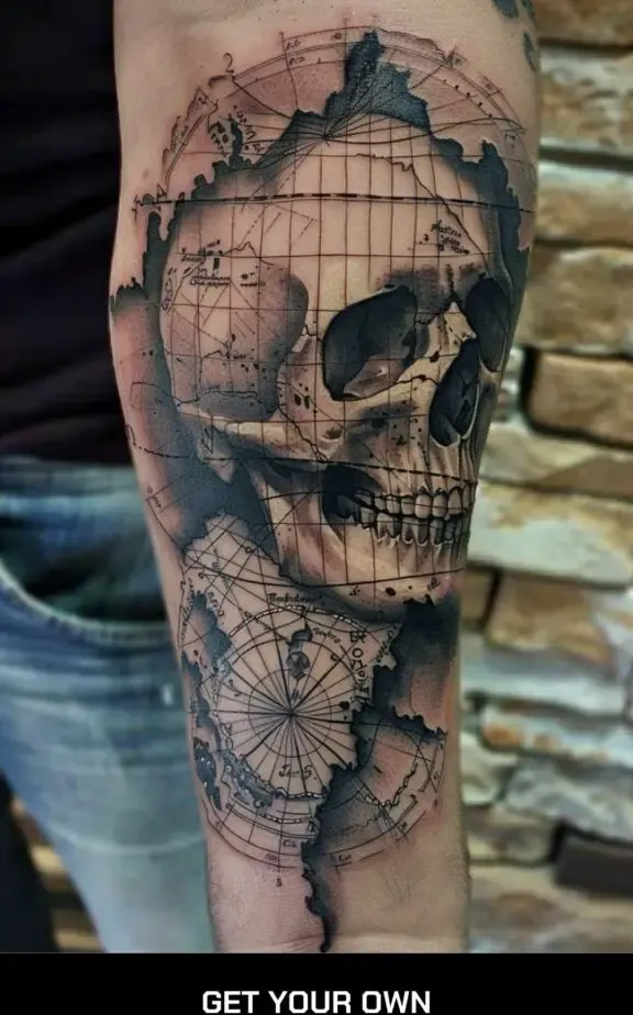 skull and map pirate tattoo