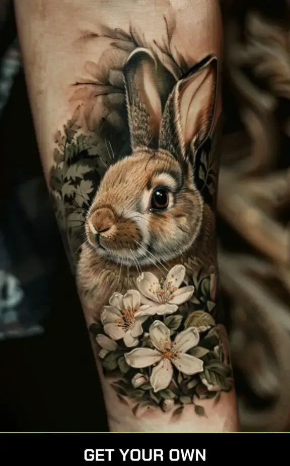 realistic bunny tattoo idea