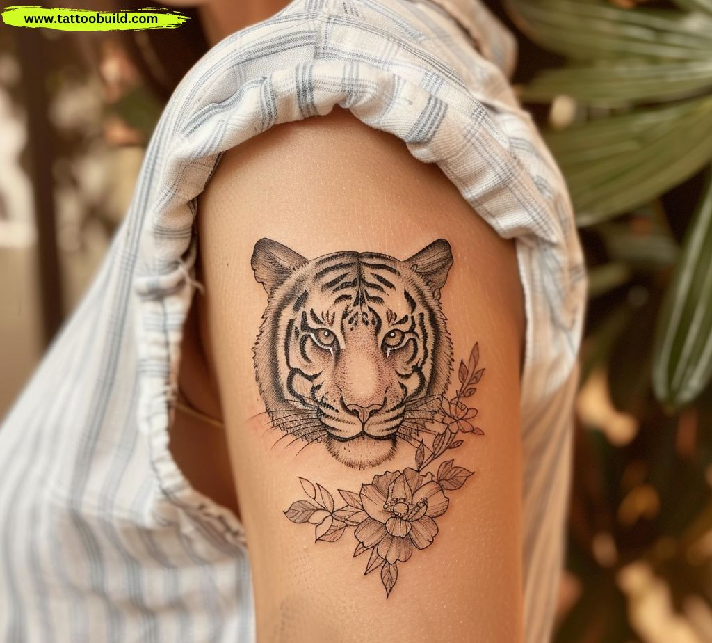 cute iminimalist tiger tattoo for women