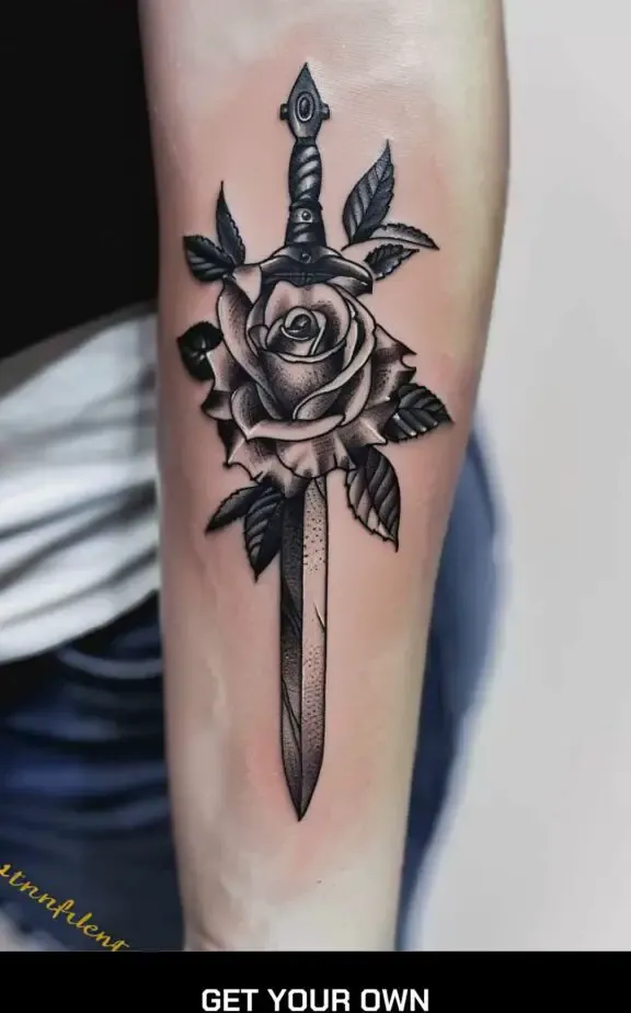 flower and dagger tattoo