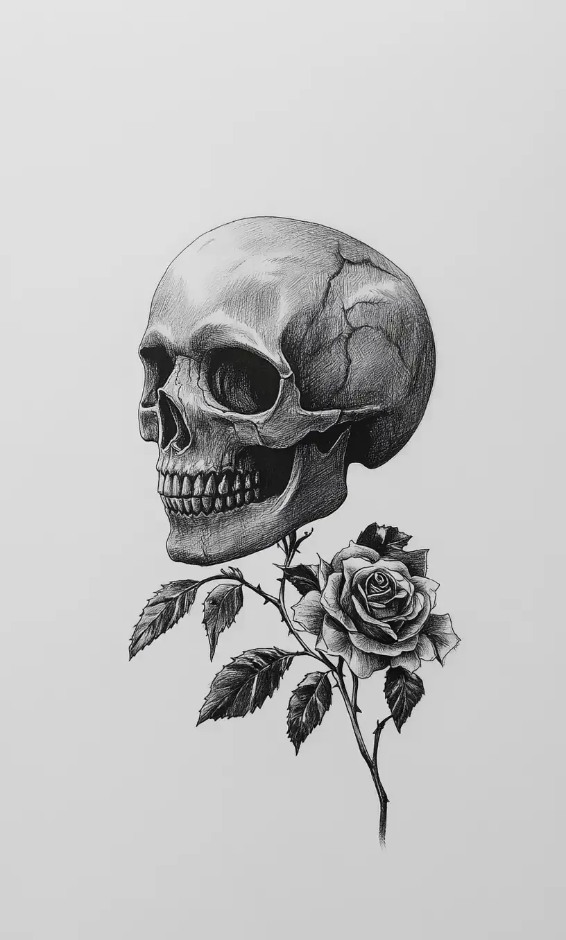Skull Rose Tattoo Drawing-18