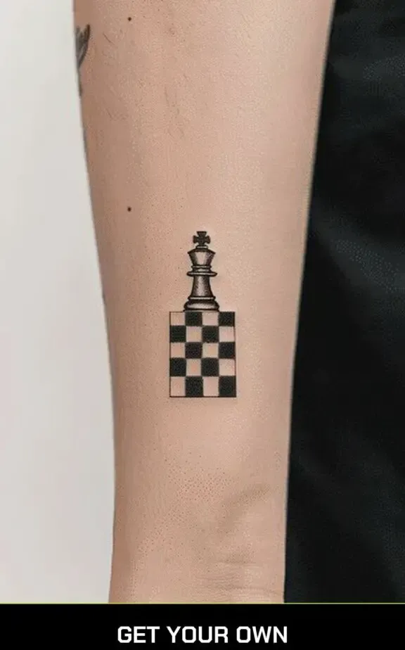 chess piece and board minimalist tattoo