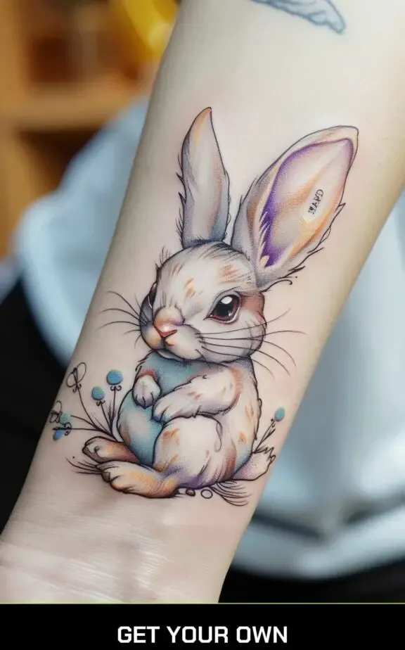 watercolor rabbit tattoo
