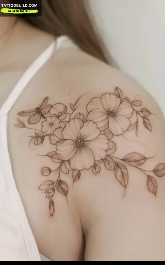 classy shoulder tattoo for women