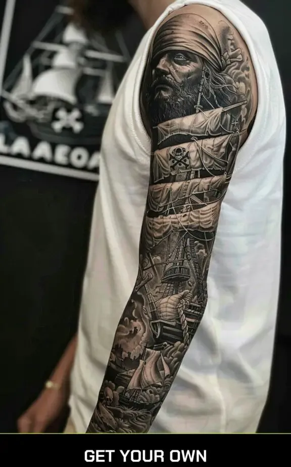 blackwork sleeve tattoo