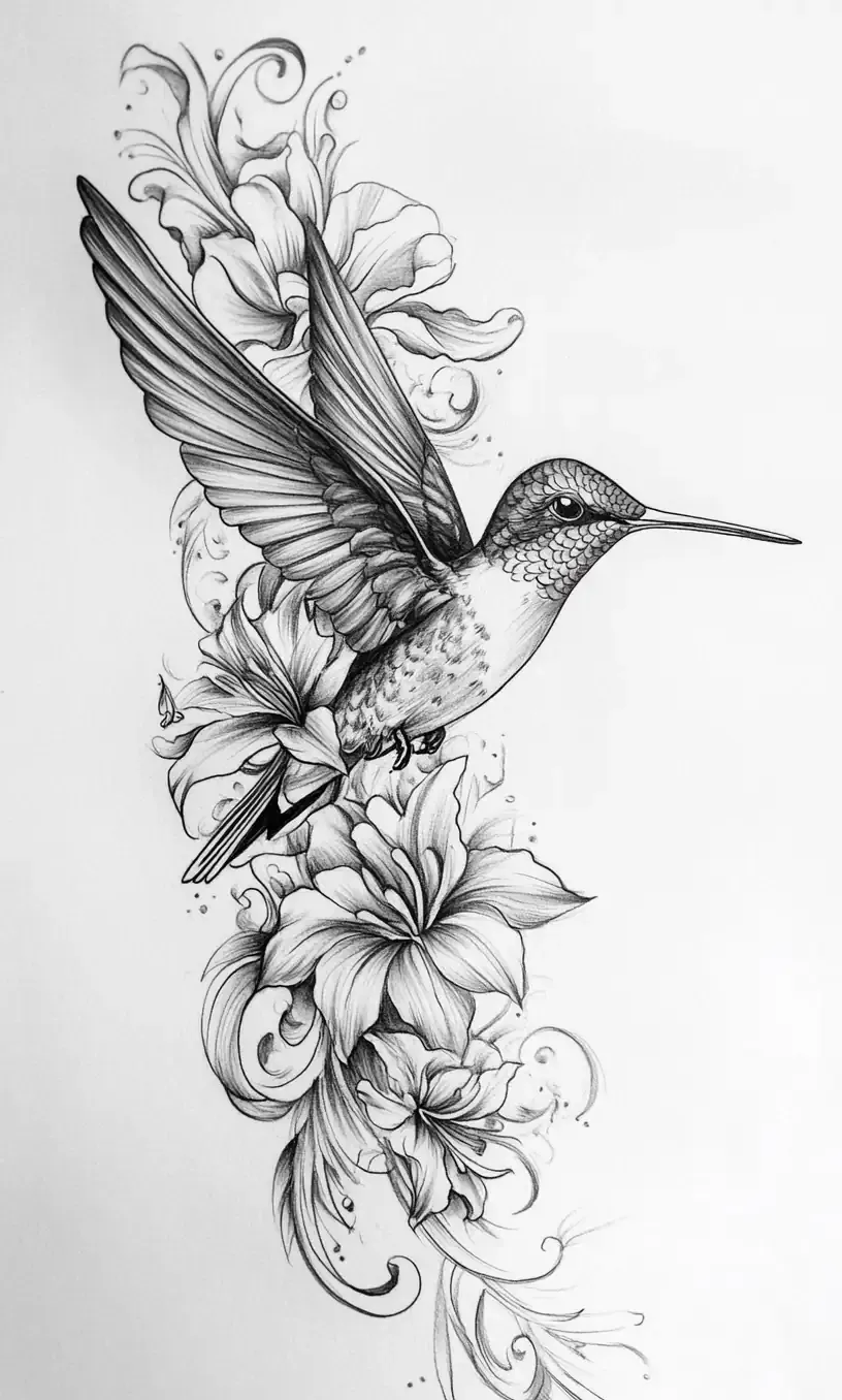Hummingbird Tattoo Drawing-1