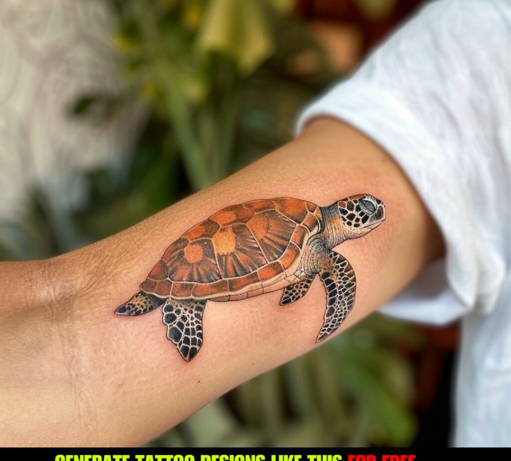 sea turtle tattoo on the arm
