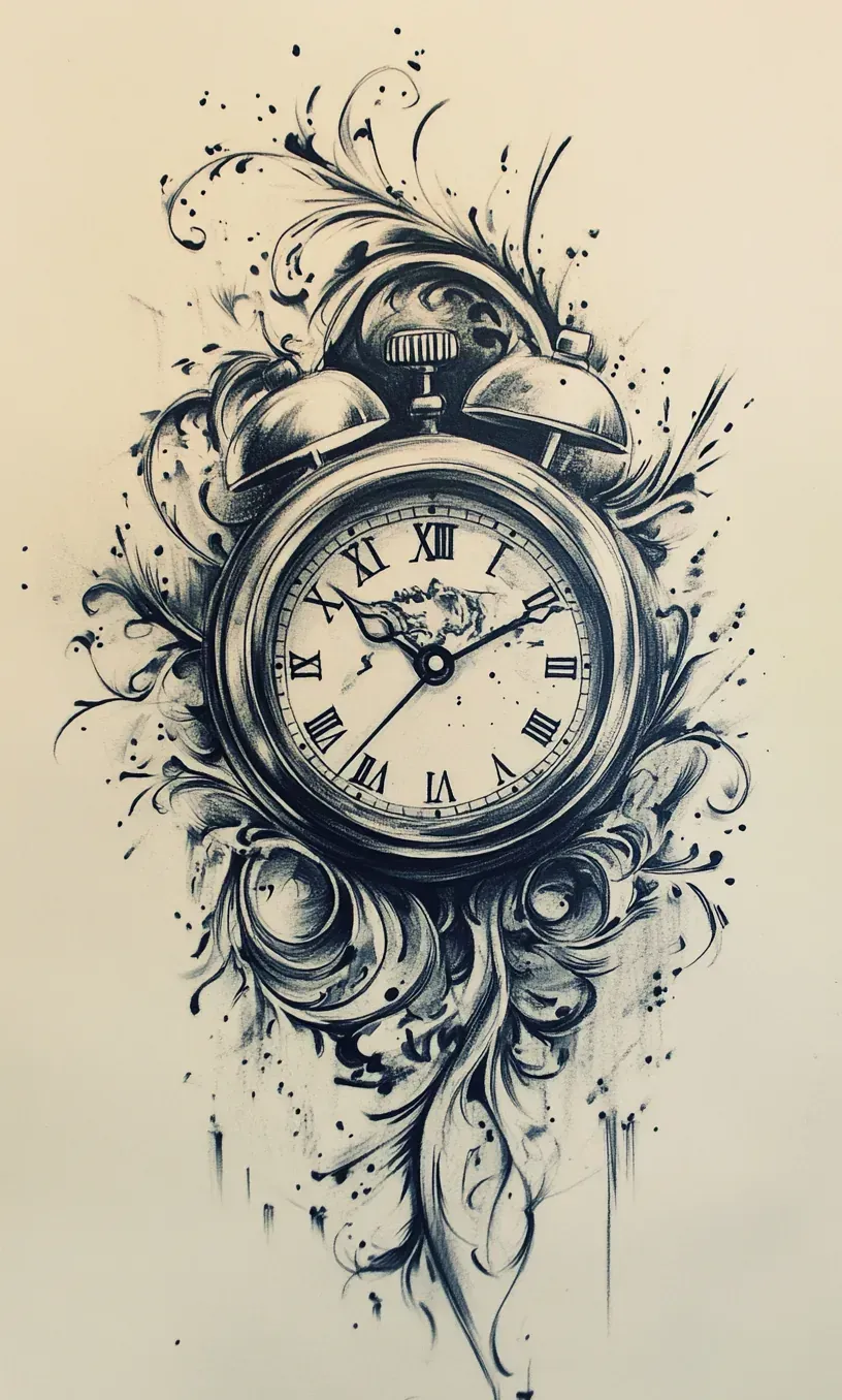 Clock Tattoo Drawings-23