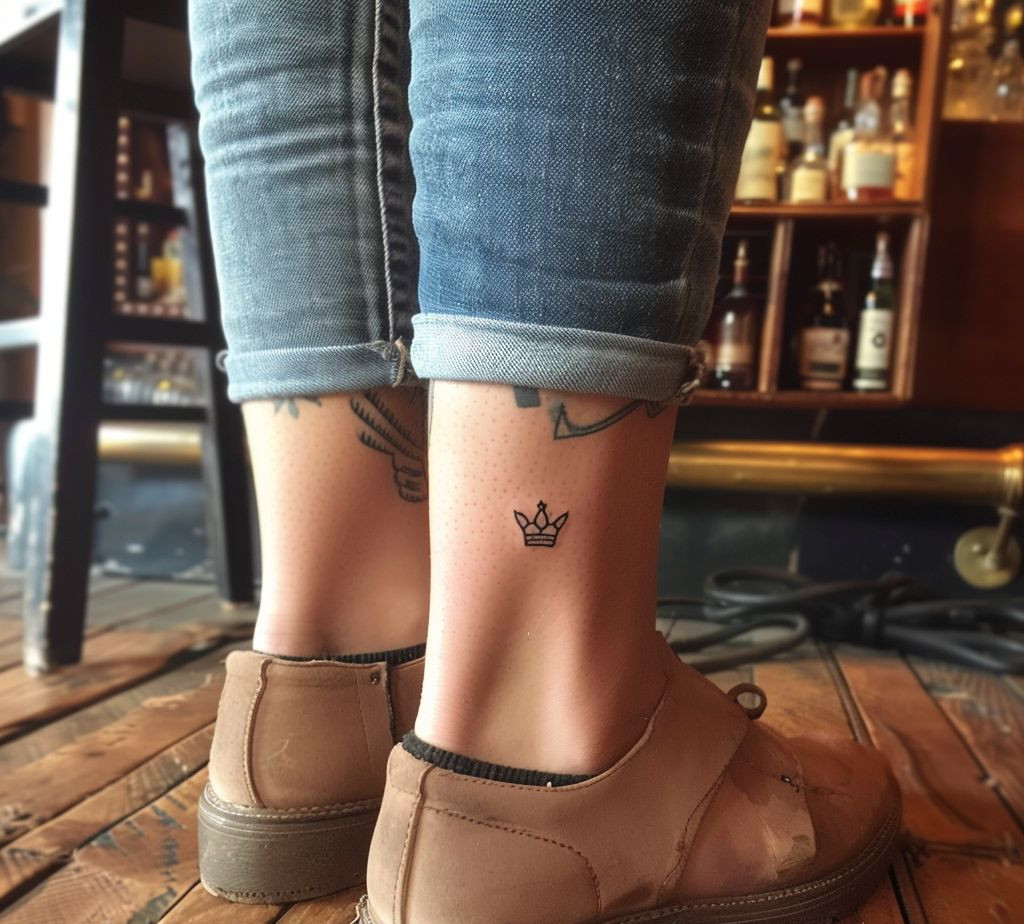 ankle tattoo of a crown