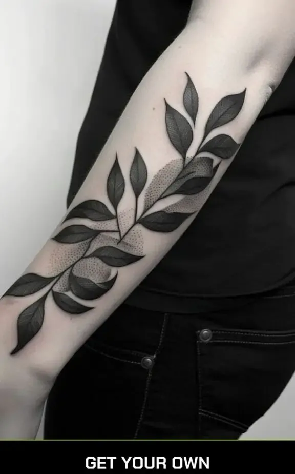botanical blackwork tattoo designs