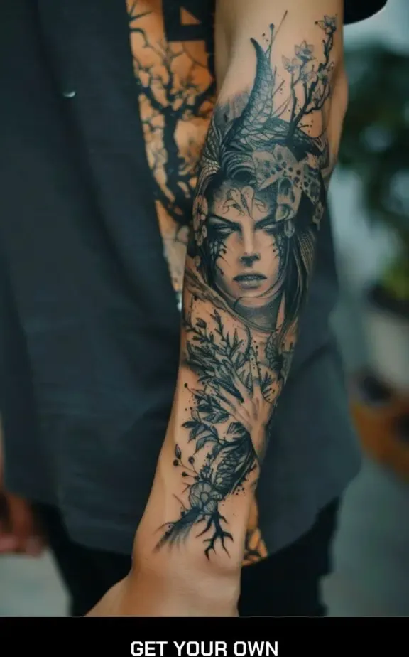 beautiful female demon tattoo