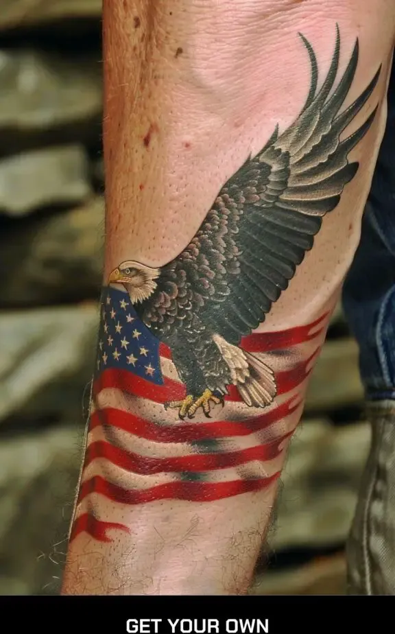 American flag and eagle tattoo