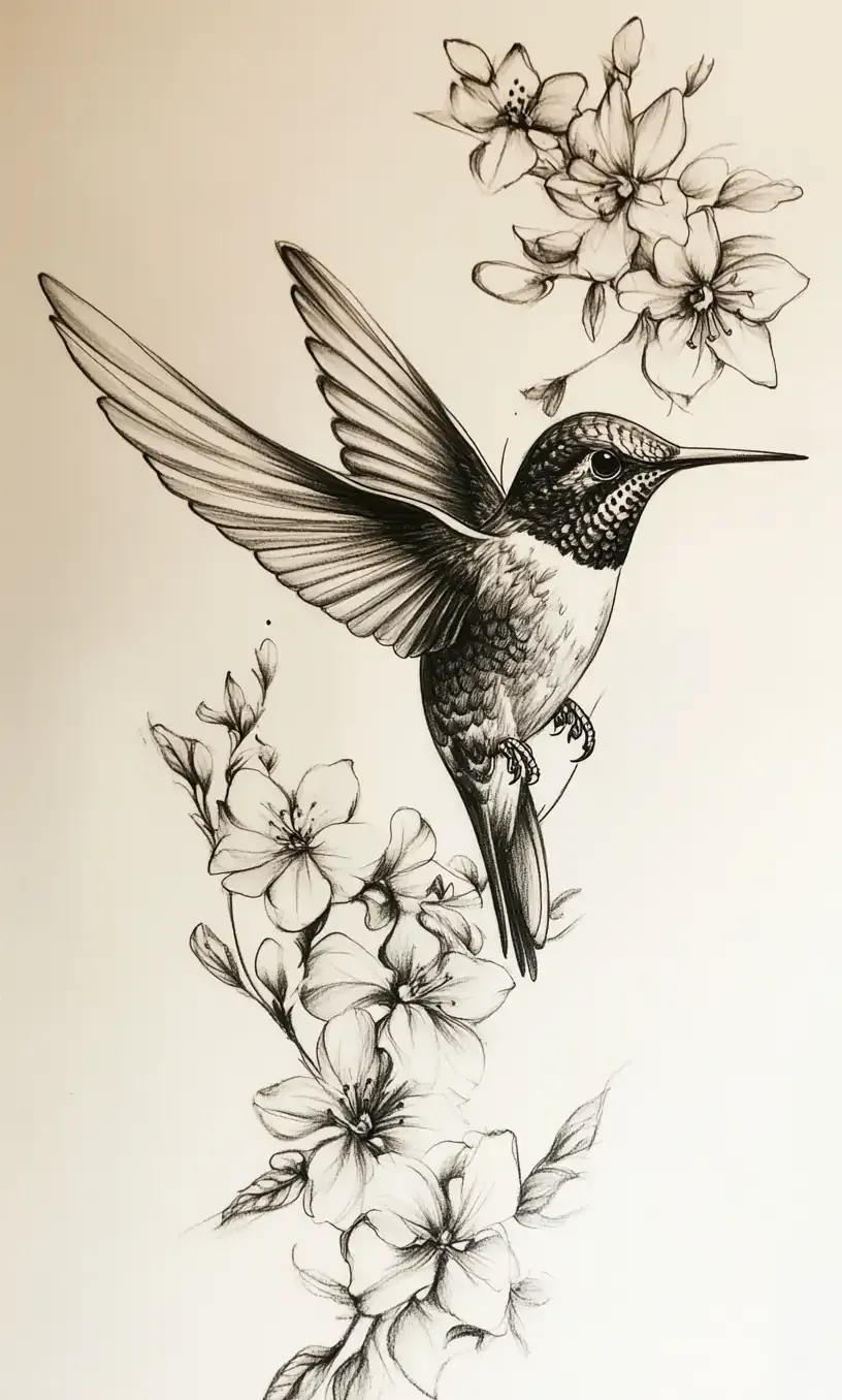 Hummingbird Tattoo Drawing-7